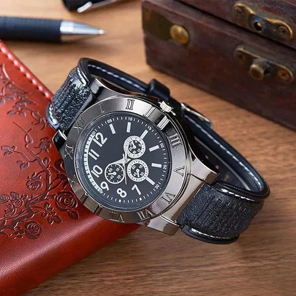 Zayna™Men's Military USB Lighter Watch